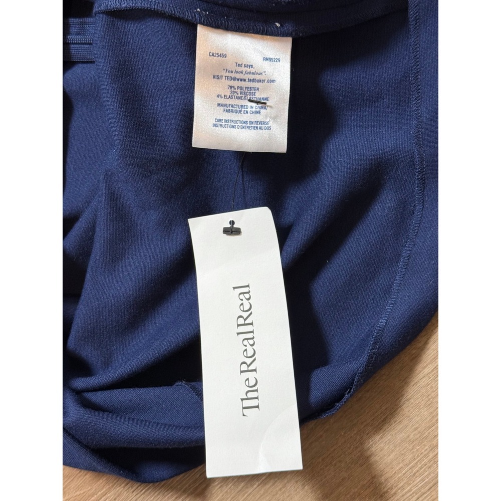Ted Baker Navy Sculpted Bow Detail Sheath Dress Size 10 - Picture 8 of 8